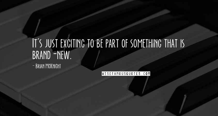 Brian McKnight Quotes: It's just exciting to be part of something that is brand-new.