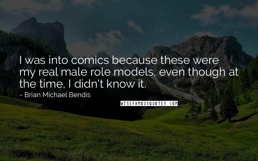 Brian Michael Bendis Quotes: I was into comics because these were my real male role models, even though at the time, I didn't know it.