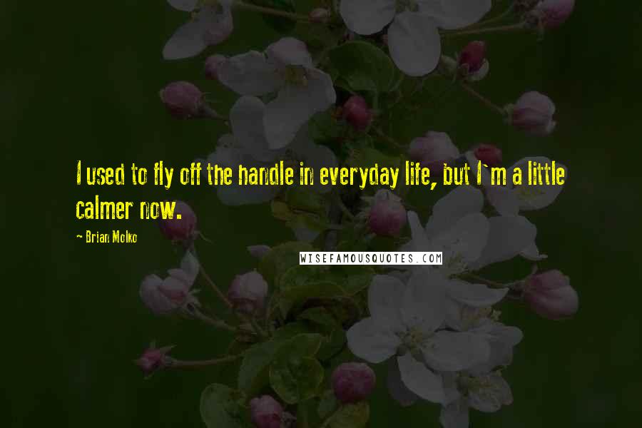 Brian Molko Quotes: I used to fly off the handle in everyday life, but I'm a little calmer now.