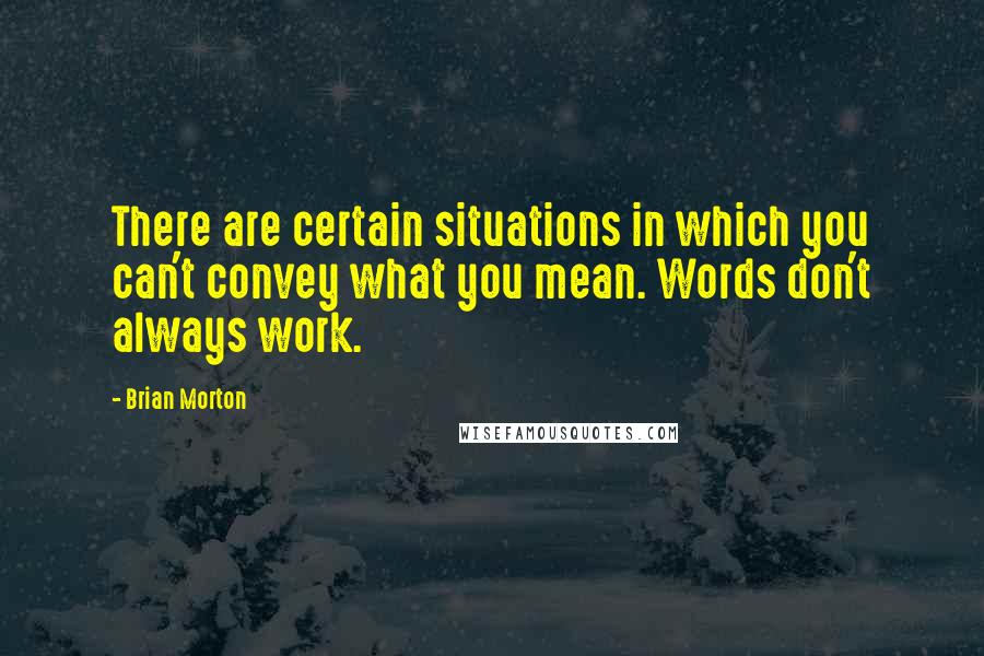 Brian Morton Quotes: There are certain situations in which you can't convey what you mean. Words don't always work.