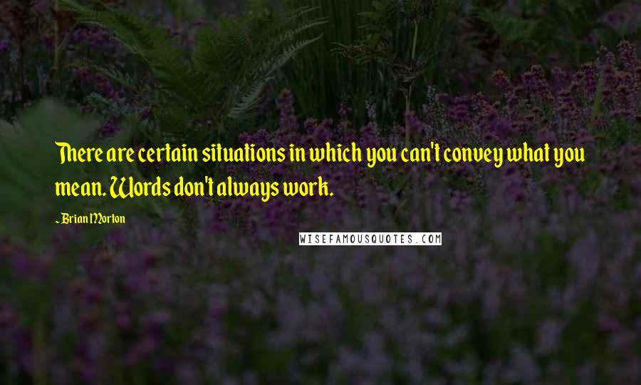 Brian Morton Quotes: There are certain situations in which you can't convey what you mean. Words don't always work.