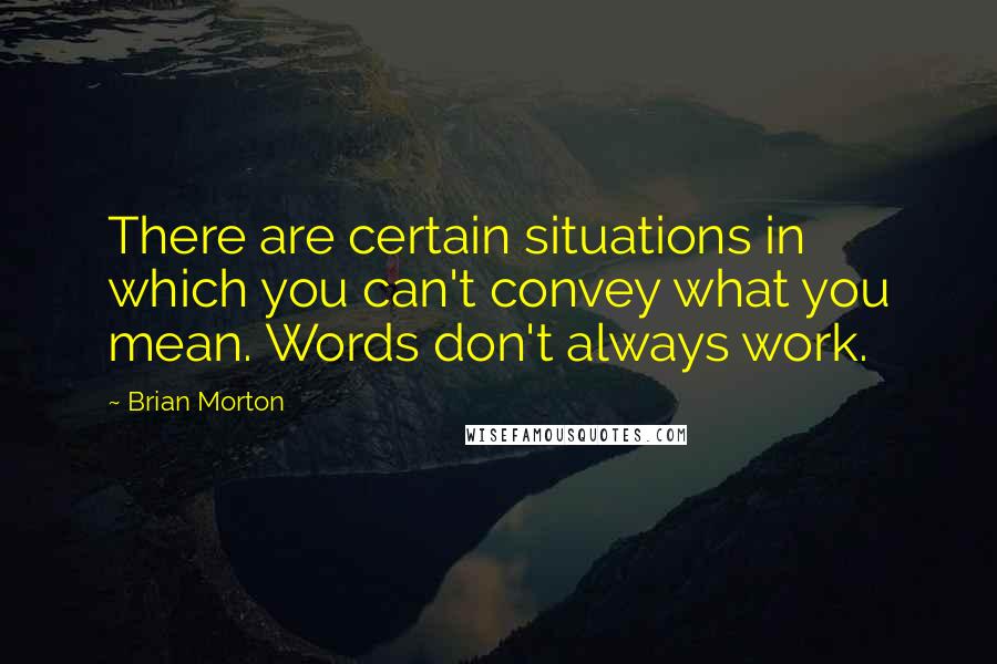 Brian Morton Quotes: There are certain situations in which you can't convey what you mean. Words don't always work.