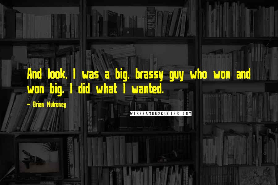 Brian Mulroney Quotes: And look, I was a big, brassy guy who won and won big. I did what I wanted.
