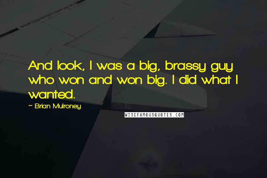 Brian Mulroney Quotes: And look, I was a big, brassy guy who won and won big. I did what I wanted.