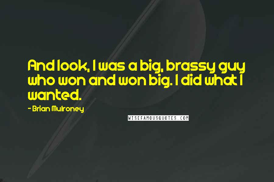 Brian Mulroney Quotes: And look, I was a big, brassy guy who won and won big. I did what I wanted.