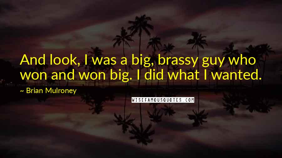 Brian Mulroney Quotes: And look, I was a big, brassy guy who won and won big. I did what I wanted.
