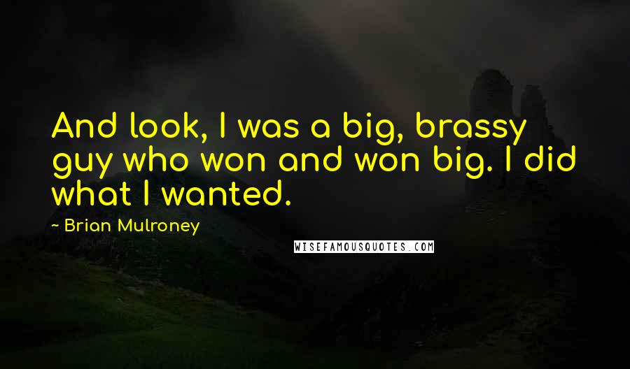 Brian Mulroney Quotes: And look, I was a big, brassy guy who won and won big. I did what I wanted.