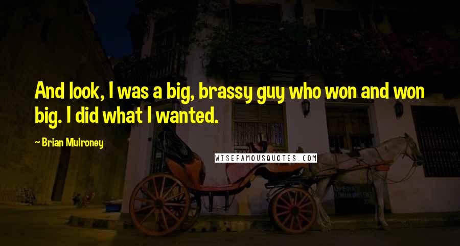 Brian Mulroney Quotes: And look, I was a big, brassy guy who won and won big. I did what I wanted.