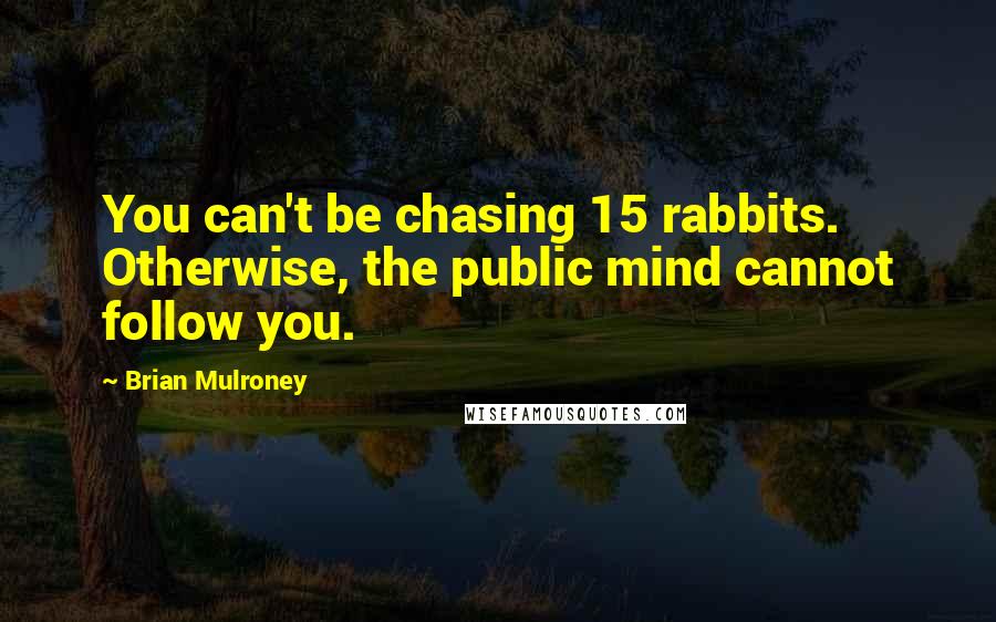 Brian Mulroney Quotes: You can't be chasing 15 rabbits. Otherwise, the public mind cannot follow you.