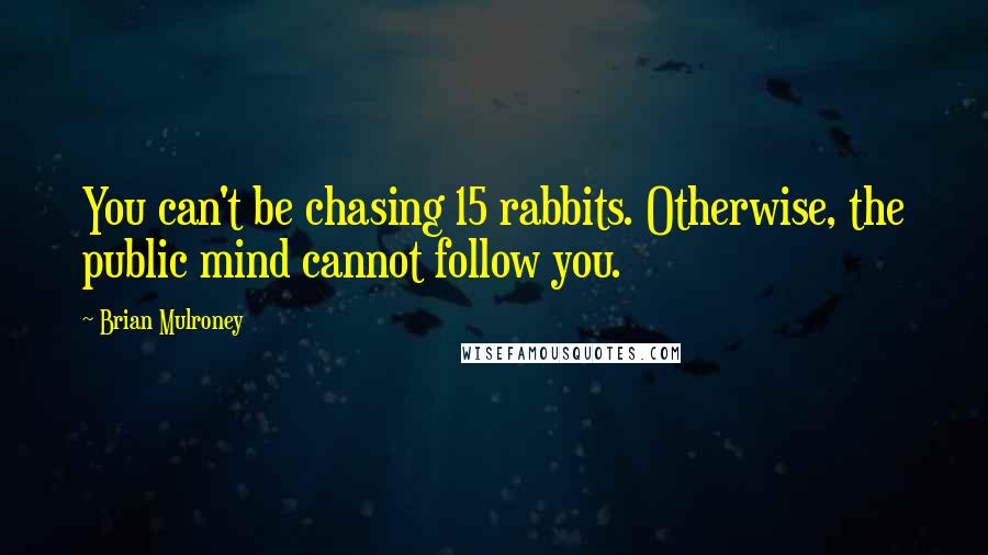 Brian Mulroney Quotes: You can't be chasing 15 rabbits. Otherwise, the public mind cannot follow you.