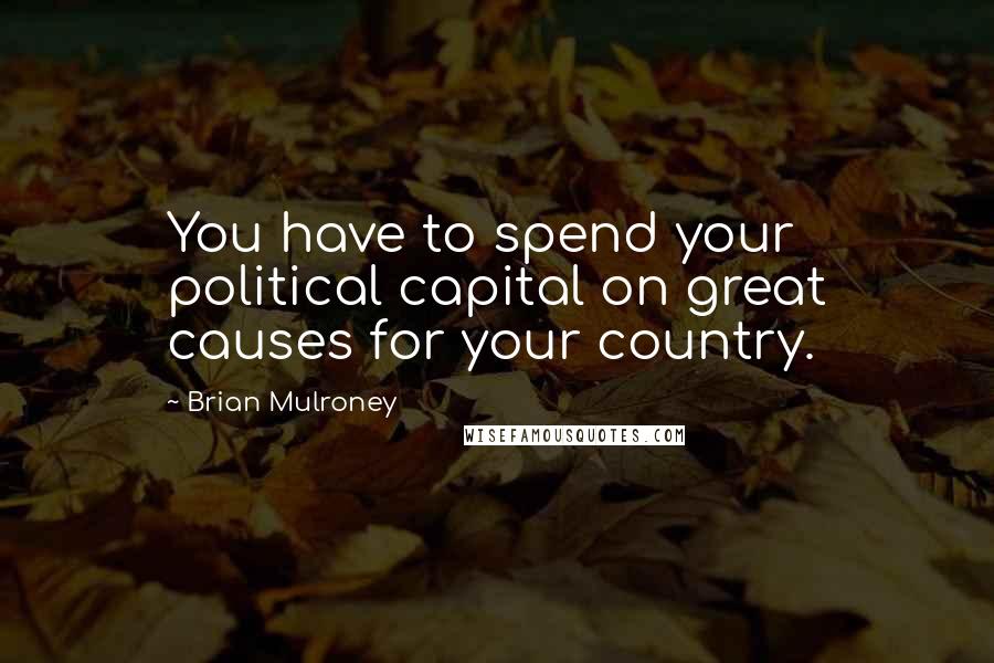 Brian Mulroney Quotes: You have to spend your political capital on great causes for your country.