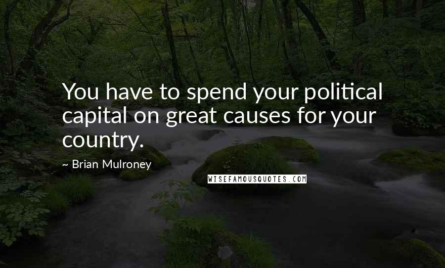 Brian Mulroney Quotes: You have to spend your political capital on great causes for your country.