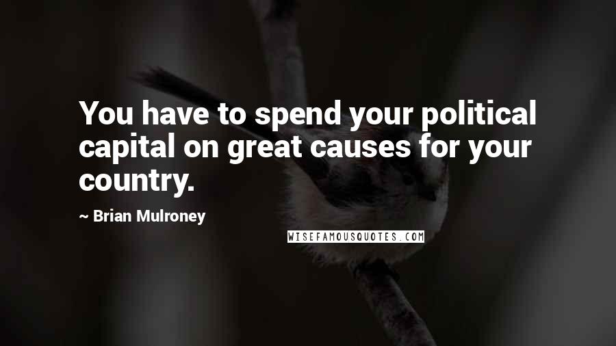 Brian Mulroney Quotes: You have to spend your political capital on great causes for your country.