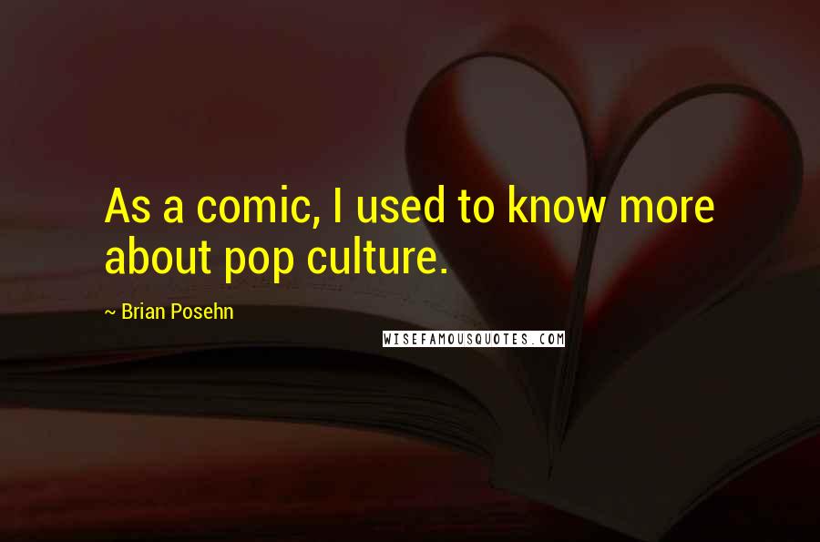 Brian Posehn Quotes: As a comic, I used to know more about pop culture.