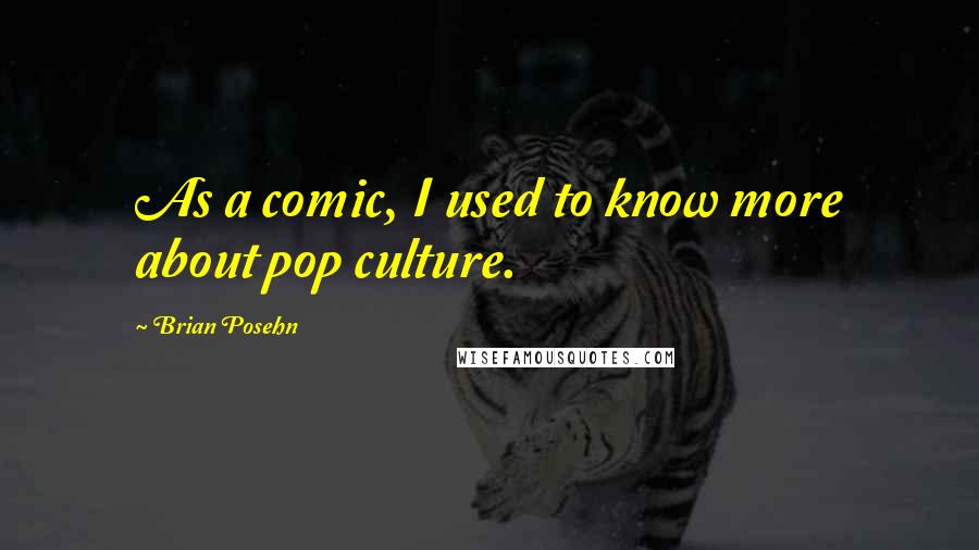 Brian Posehn Quotes: As a comic, I used to know more about pop culture.