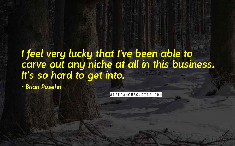 Brian Posehn Quotes: I feel very lucky that I've been able to carve out any niche at all in this business. It's so hard to get into.