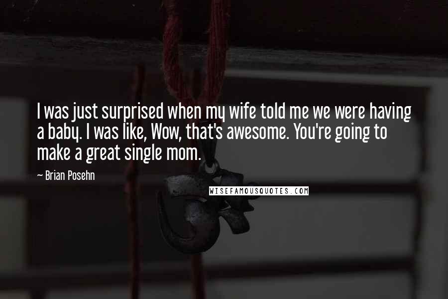 Brian Posehn Quotes: I was just surprised when my wife told me we were having a baby. I was like, Wow, that's awesome. You're going to make a great single mom.