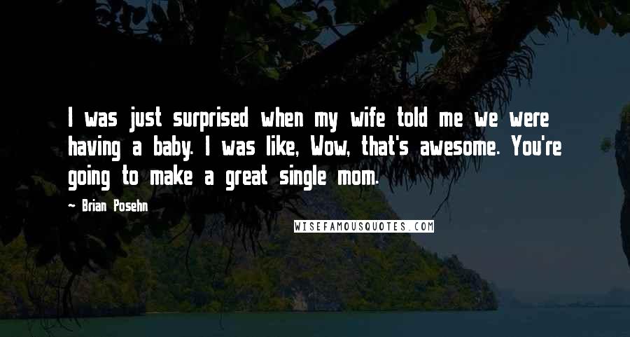 Brian Posehn Quotes: I was just surprised when my wife told me we were having a baby. I was like, Wow, that's awesome. You're going to make a great single mom.