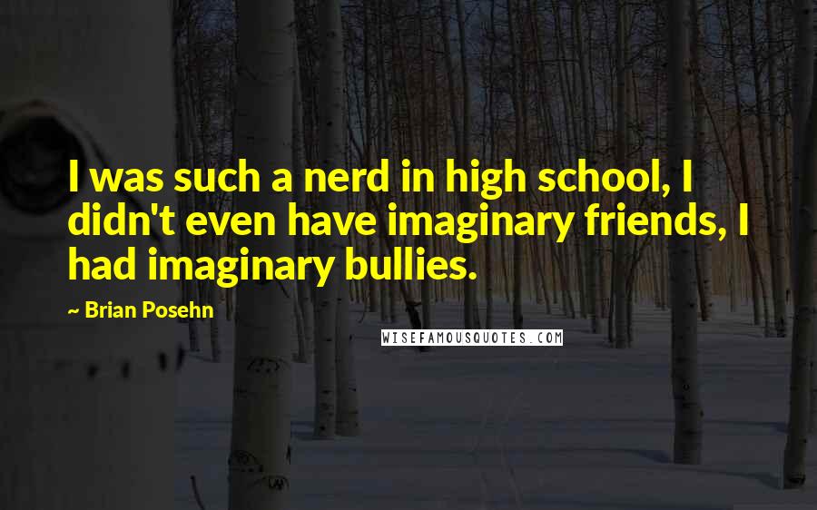 Brian Posehn Quotes: I was such a nerd in high school, I didn't even have imaginary friends, I had imaginary bullies.