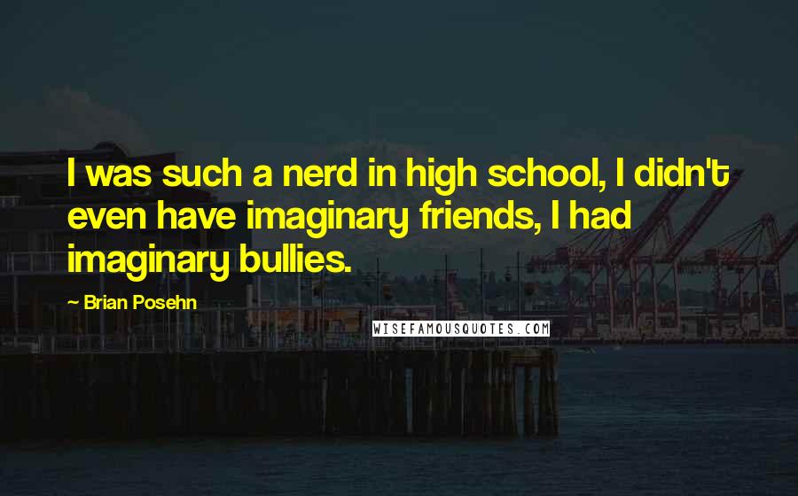 Brian Posehn Quotes: I was such a nerd in high school, I didn't even have imaginary friends, I had imaginary bullies.