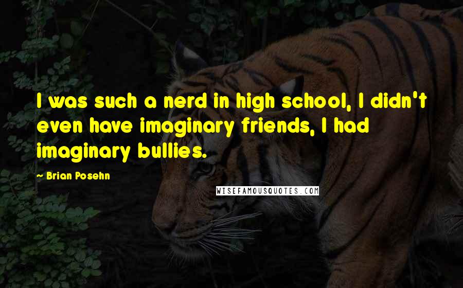 Brian Posehn Quotes: I was such a nerd in high school, I didn't even have imaginary friends, I had imaginary bullies.