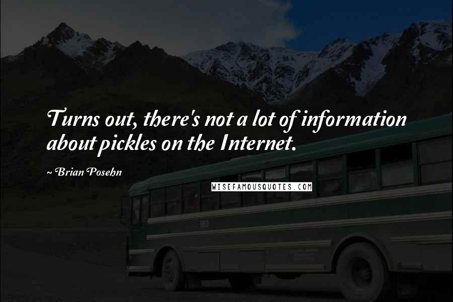 Brian Posehn Quotes: Turns out, there's not a lot of information about pickles on the Internet.