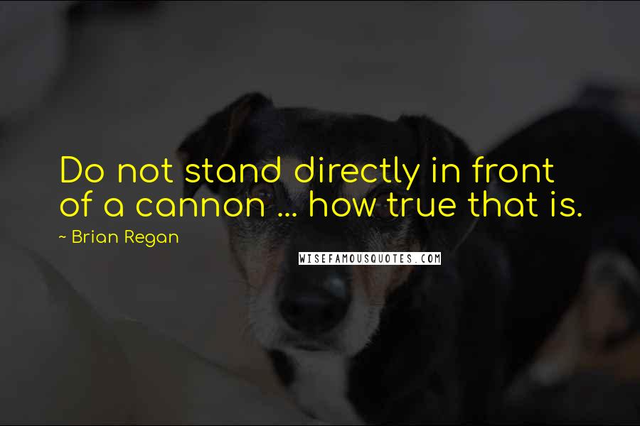 Brian Regan Quotes: Do not stand directly in front of a cannon ... how true that is.