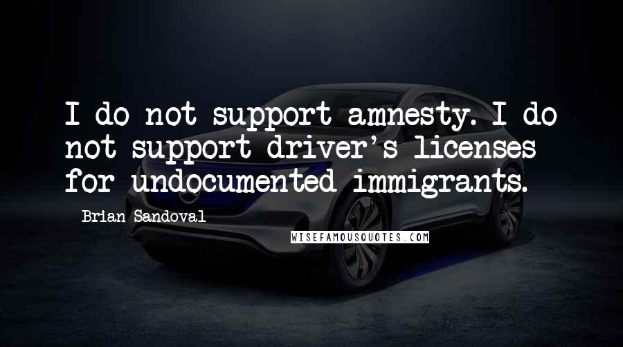 Brian Sandoval Quotes: I do not support amnesty. I do not support driver's licenses for undocumented immigrants.