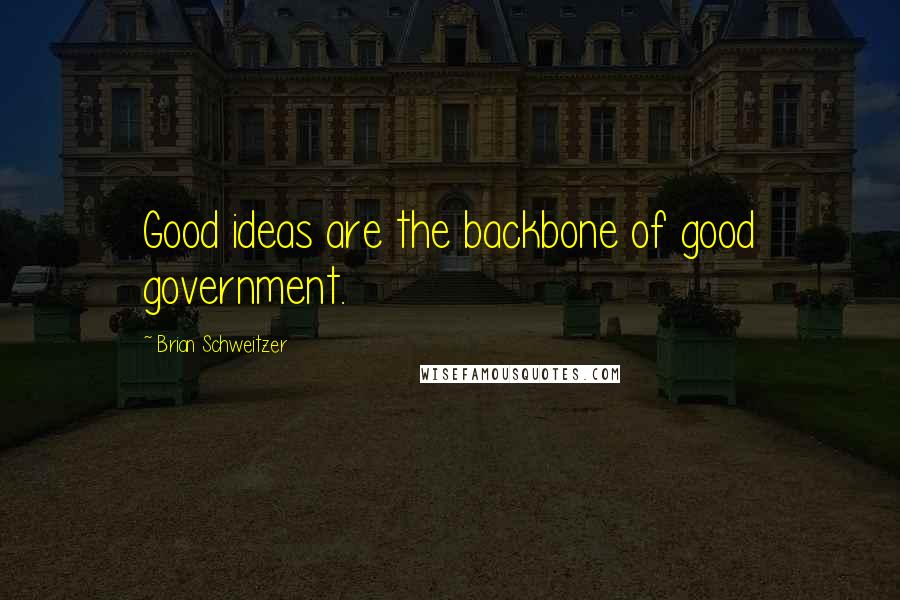 Brian Schweitzer Quotes: Good ideas are the backbone of good government.
