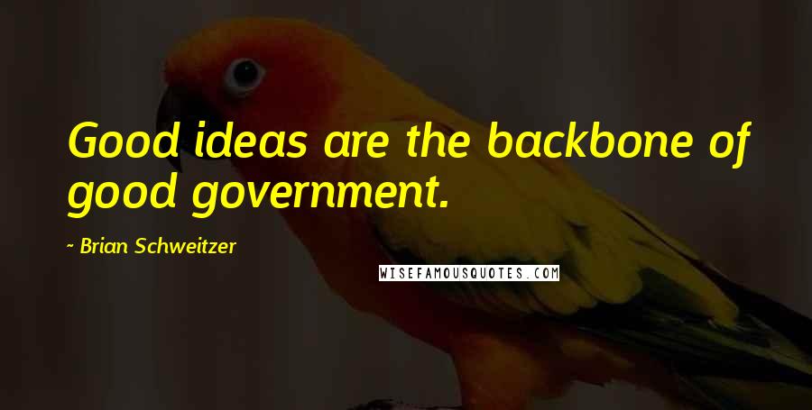 Brian Schweitzer Quotes: Good ideas are the backbone of good government.
