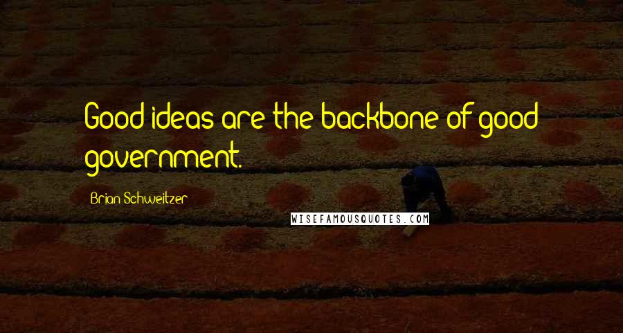 Brian Schweitzer Quotes: Good ideas are the backbone of good government.