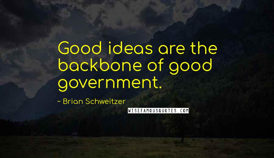 Brian Schweitzer Quotes: Good ideas are the backbone of good government.