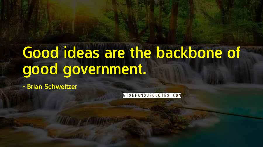 Brian Schweitzer Quotes: Good ideas are the backbone of good government.