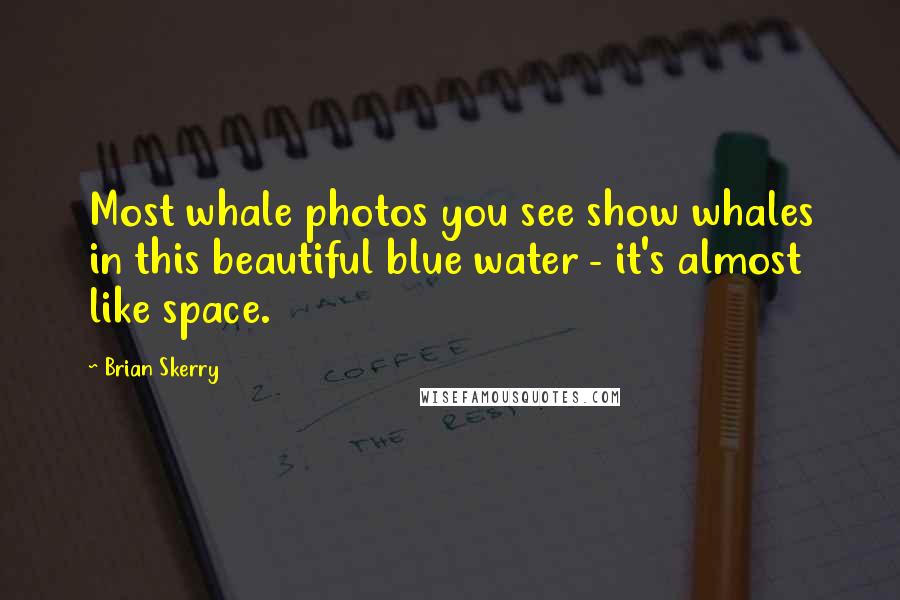 Brian Skerry Quotes: Most whale photos you see show whales in this beautiful blue water - it's almost like space.