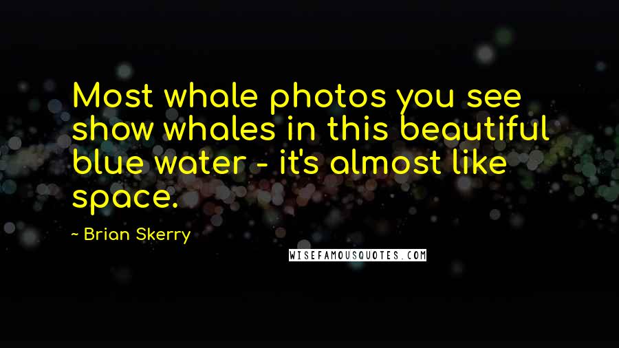 Brian Skerry Quotes: Most whale photos you see show whales in this beautiful blue water - it's almost like space.