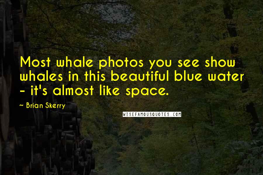 Brian Skerry Quotes: Most whale photos you see show whales in this beautiful blue water - it's almost like space.