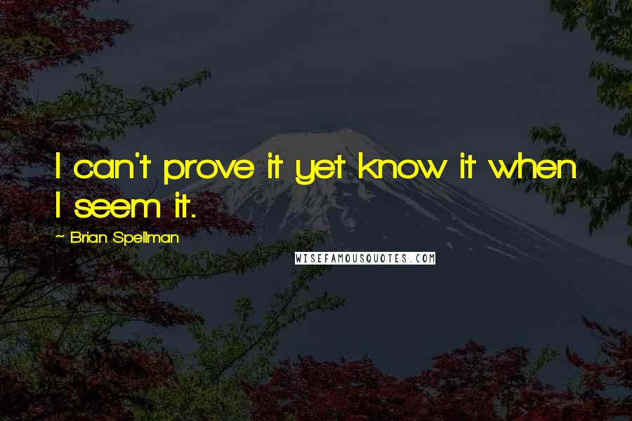 Brian Spellman Quotes: I can't prove it yet know it when I seem it.