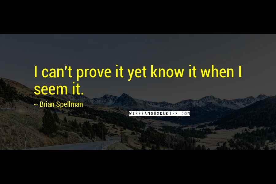 Brian Spellman Quotes: I can't prove it yet know it when I seem it.