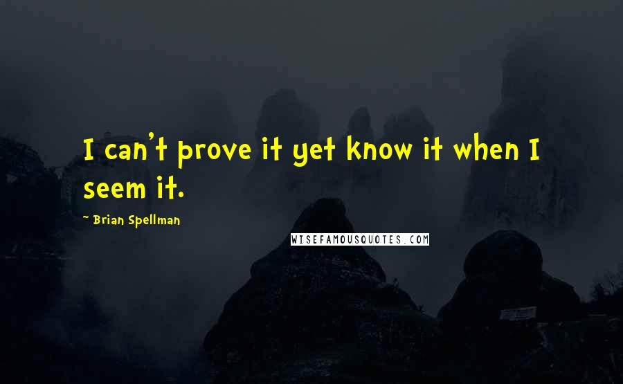 Brian Spellman Quotes: I can't prove it yet know it when I seem it.