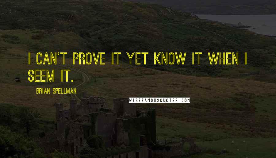 Brian Spellman Quotes: I can't prove it yet know it when I seem it.