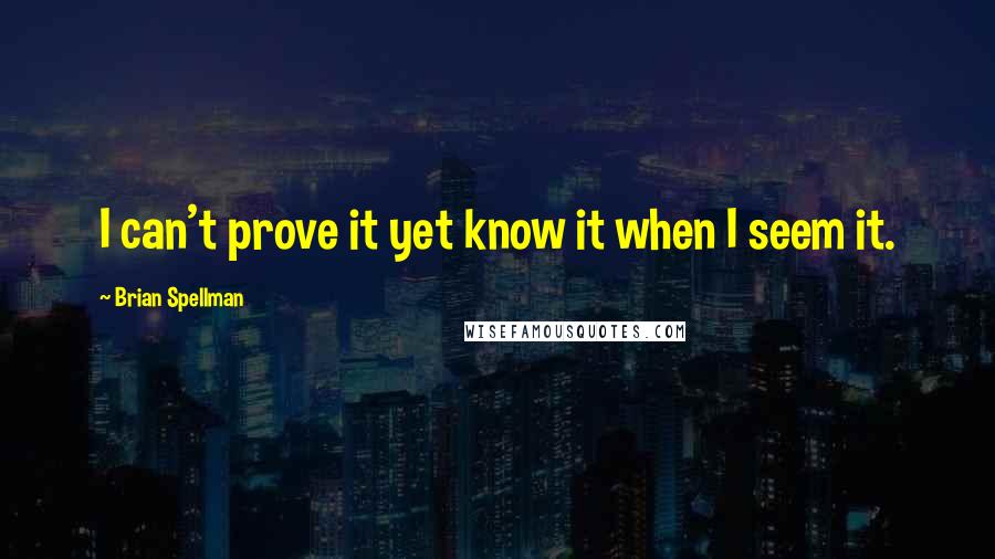 Brian Spellman Quotes: I can't prove it yet know it when I seem it.