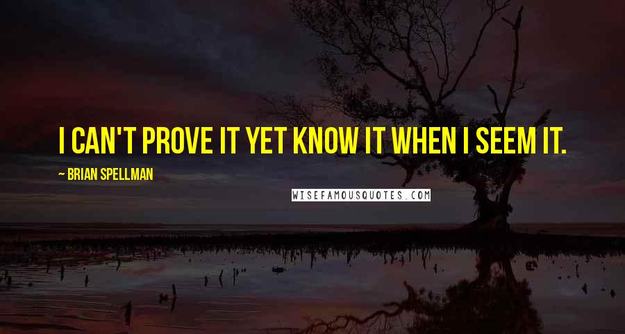 Brian Spellman Quotes: I can't prove it yet know it when I seem it.