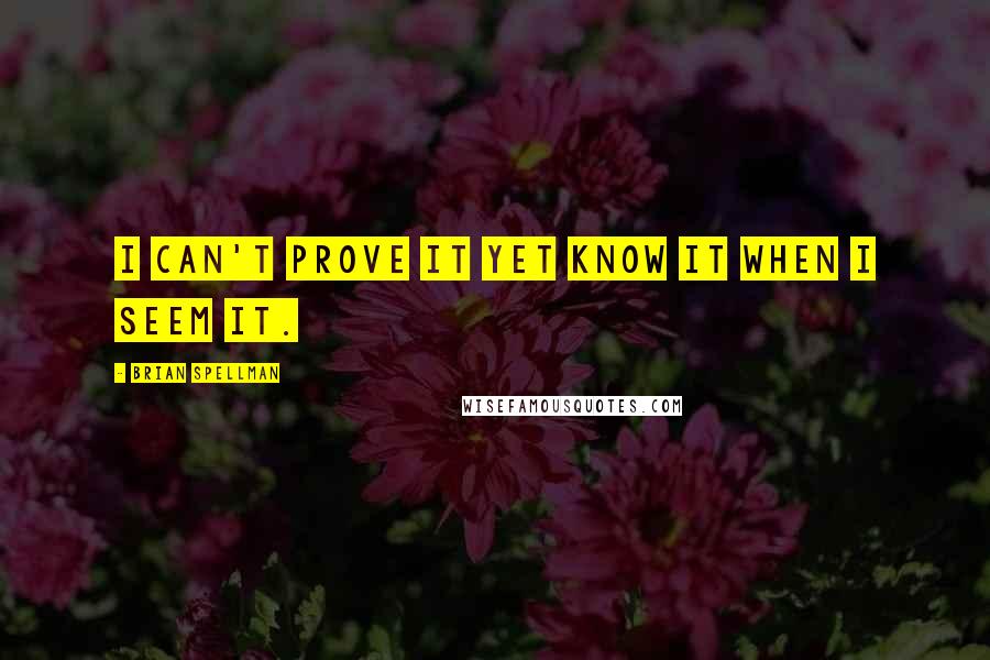 Brian Spellman Quotes: I can't prove it yet know it when I seem it.