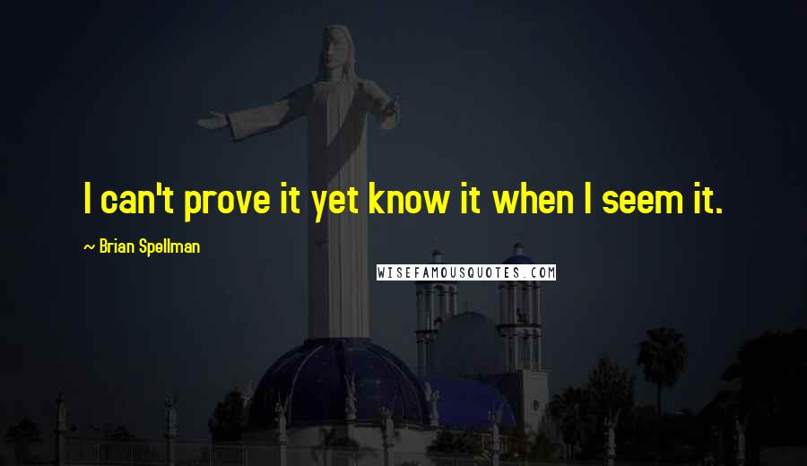 Brian Spellman Quotes: I can't prove it yet know it when I seem it.