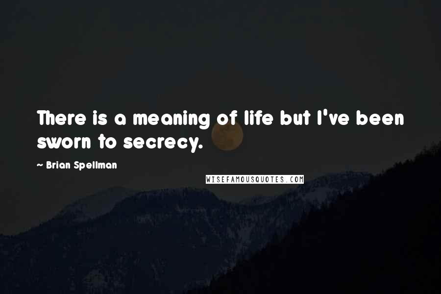 Brian Spellman Quotes: There is a meaning of life but I've been sworn to secrecy.