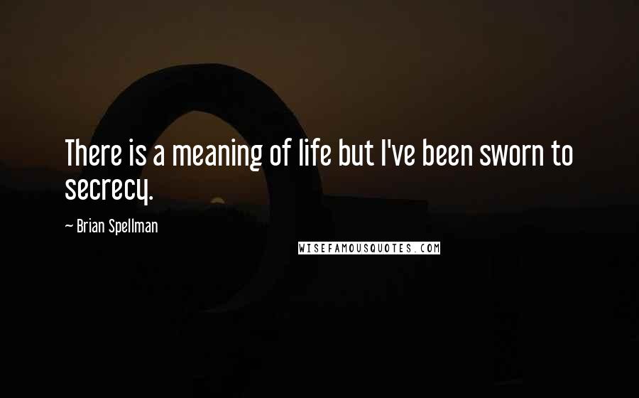 Brian Spellman Quotes: There is a meaning of life but I've been sworn to secrecy.