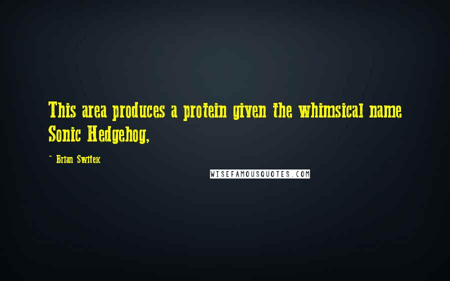 Brian Switek Quotes: This area produces a protein given the whimsical name Sonic Hedgehog,