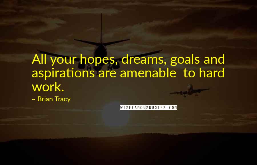 Brian Tracy Quotes: All your hopes, dreams, goals and aspirations are amenable to hard work.