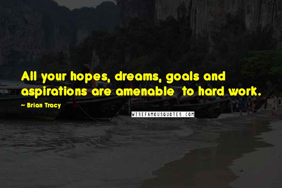 Brian Tracy Quotes: All your hopes, dreams, goals and aspirations are amenable to hard work.