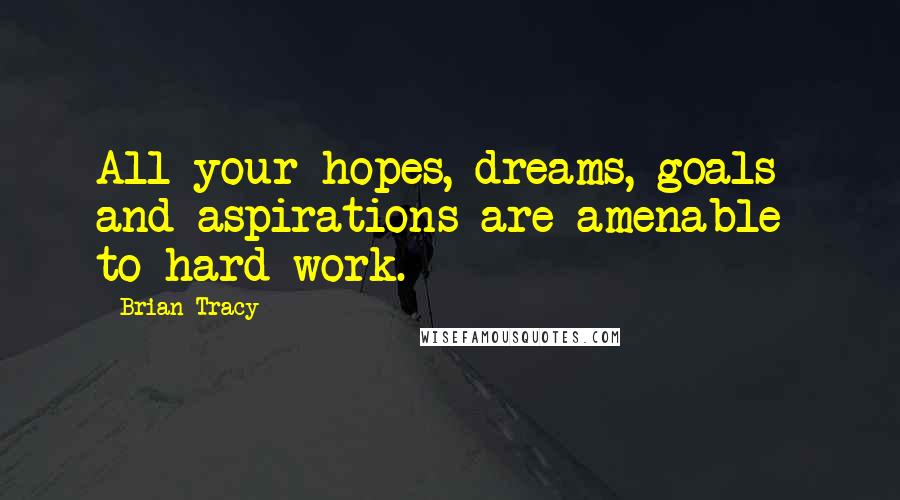 Brian Tracy Quotes: All your hopes, dreams, goals and aspirations are amenable  to hard work.